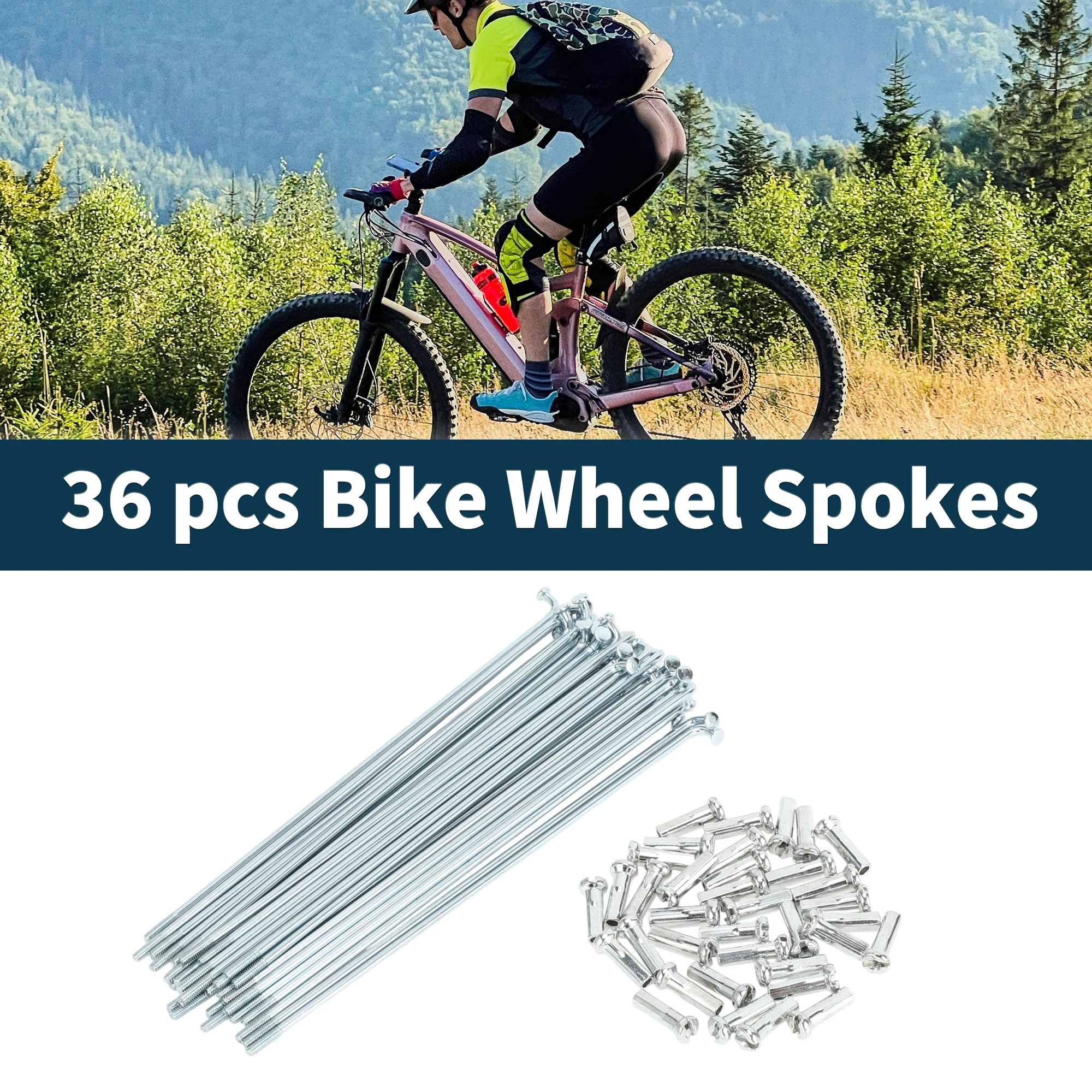 X Autohaux Fahrradspeichen Fahrrad-Radspeichen 14G 125mm 135mm 138mm 171mm 177mm 185mm 202mm 205mm Länge Kohlenstoffstahl Verzinkt – Detail 1