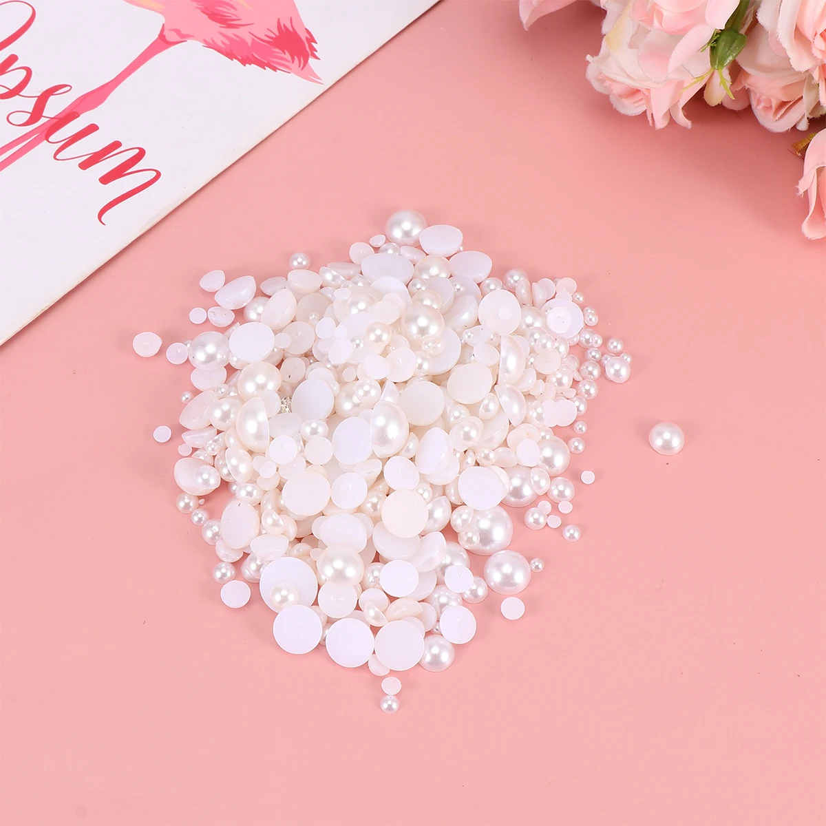 1 Pack 50G Semicircle Flat Back Pearl Beads Diy Jewelry Components For Crafts Decorations Earrings Home Phone Case Invitations