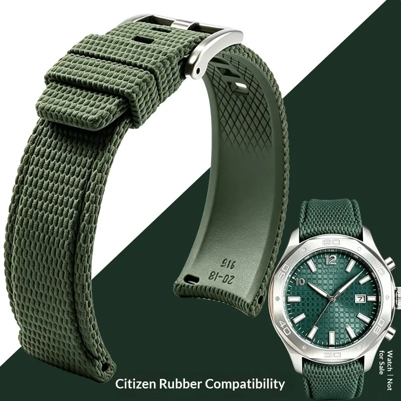 Replacement Fluororubber Silicone Watch Strap For Citizen Eco‑Drive Octagonal Dial  Fit BM7630‑80X Casual Sports Watch Band