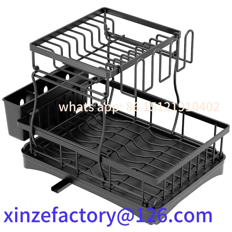 

Customizable Household Simple 2-layer Metal Sink 2-layer Dish Storage Rack Kitchen Pot