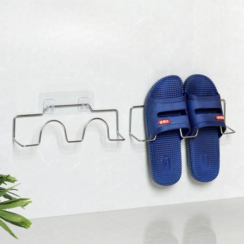 

Stainless Steel Slipper Hangers Rack No Punching Bathroom Door Toilet Slipper Hanging Rack Washroom Sundry Items Storage Shelf