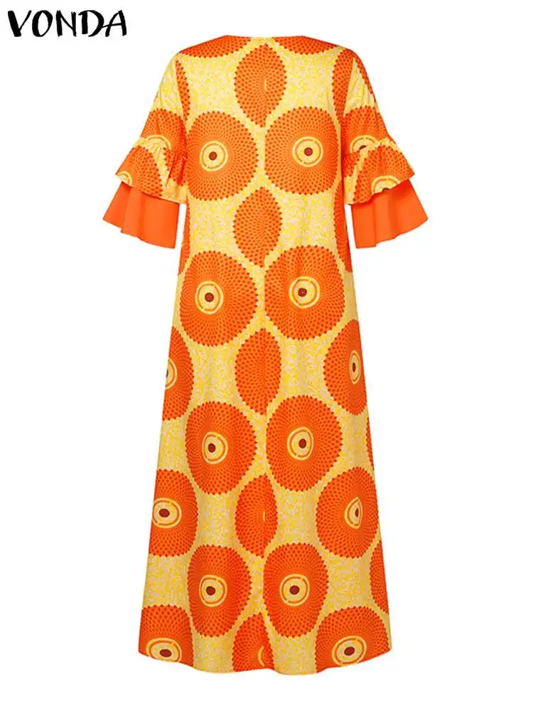 VONDA-Vestido largo bohemio para mujer, traje largo hasta el suelo con estampado de retazos, Estilo Vintage, para playa y otoño, 2024