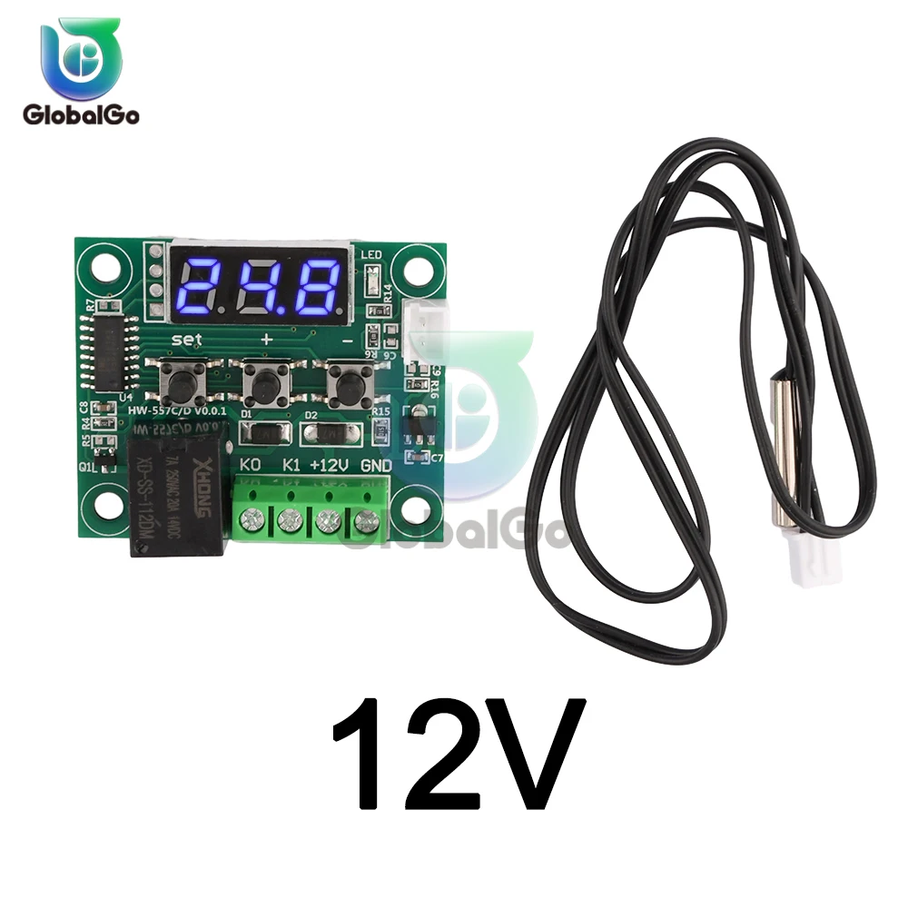 W1209 Digital LED DC 12V Heat Cool Temp Thermostat Temperature Control Switch Module On/Off Controller Board + NTC Sensor