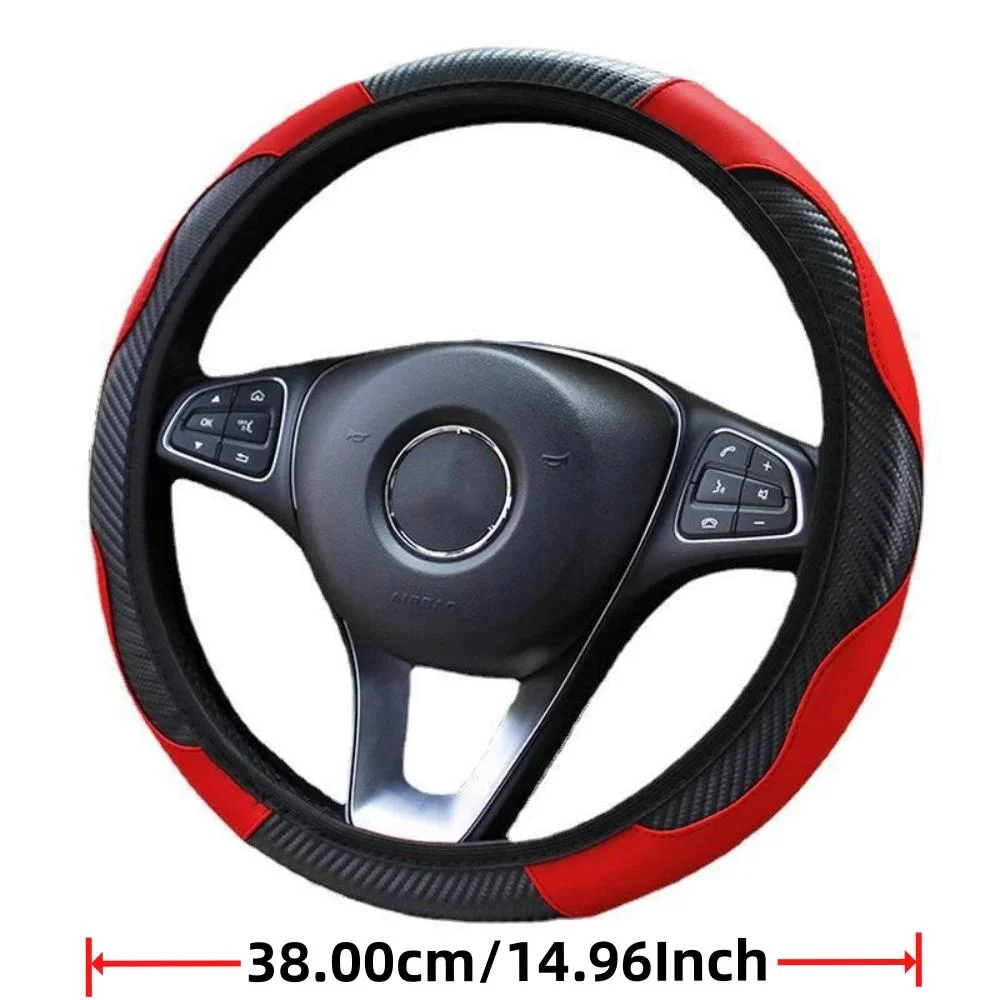 1 Piece of Car Steering Wheel Cover Accessory, Breathable and Anti Slip PU Leather Steering Wheel Cover, Suitable for 37-38cm Se view 5