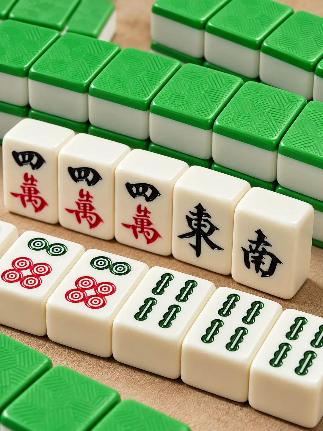 30mm Mahjong Tiles Set, Premium Green-Back Mahjong for Home and Family Tabletop Games
