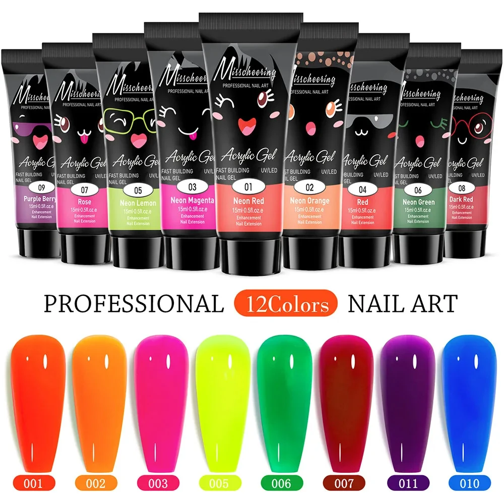 Nagelverlengingsgelkit, 12-kleuren verlenging Nagelverlengingsgelset Losweken UV-gel voor alles in één kit Builder Nagelgel Cadeau