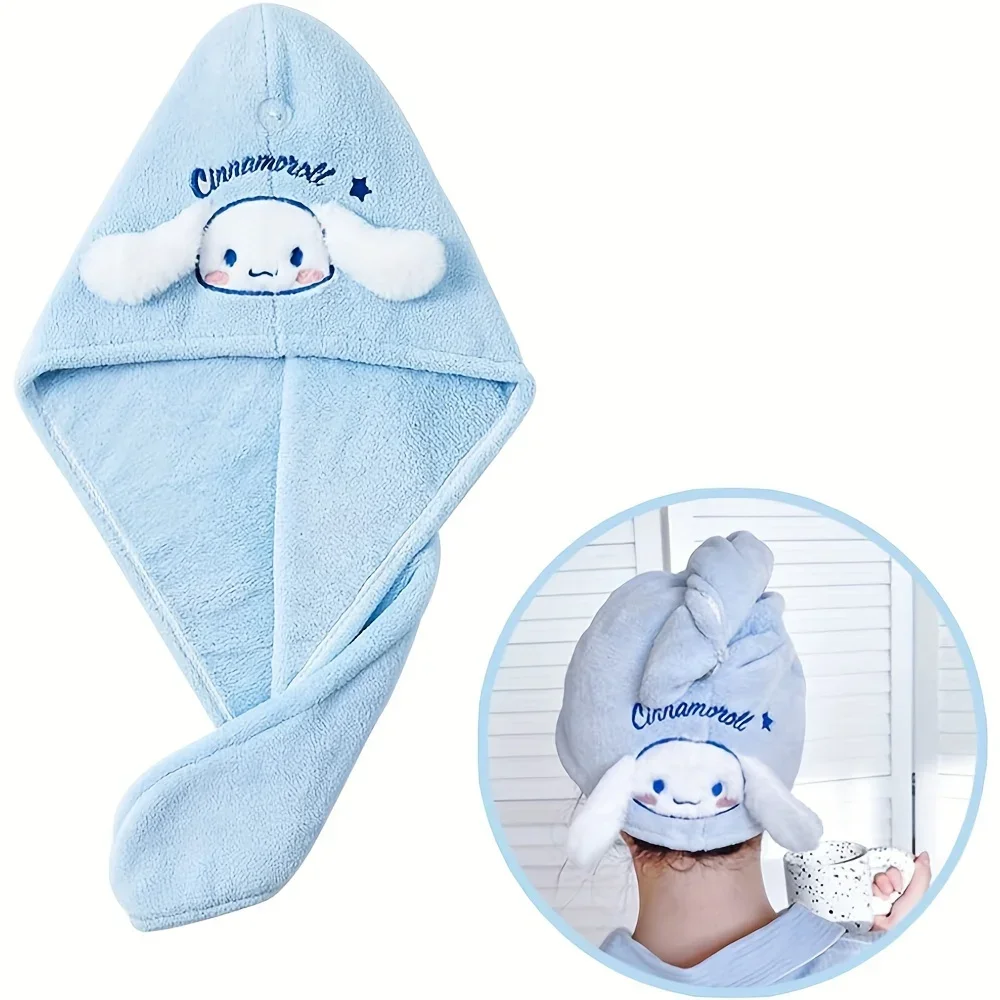 Cute Sanrio Cinnamoroll Towel Cartoon Cute Cinnamoroll Simple Household Towel Hair Drying Cap Water Absorbent Quick Drying