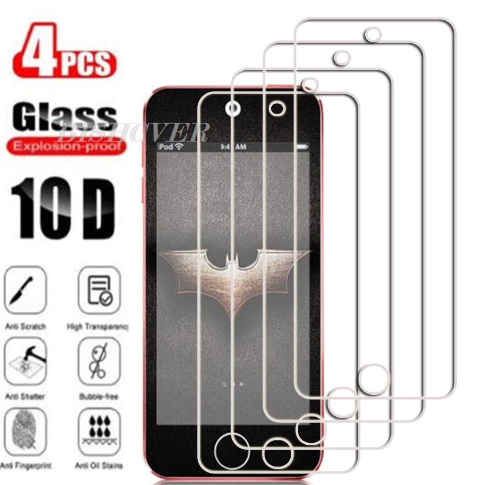 Protetor de tela de vidro temperado para apple ipod touch 5, 6, 7, 4 polegadas, touch5, touch6, touch7, película protetora do telefone, 4pcs