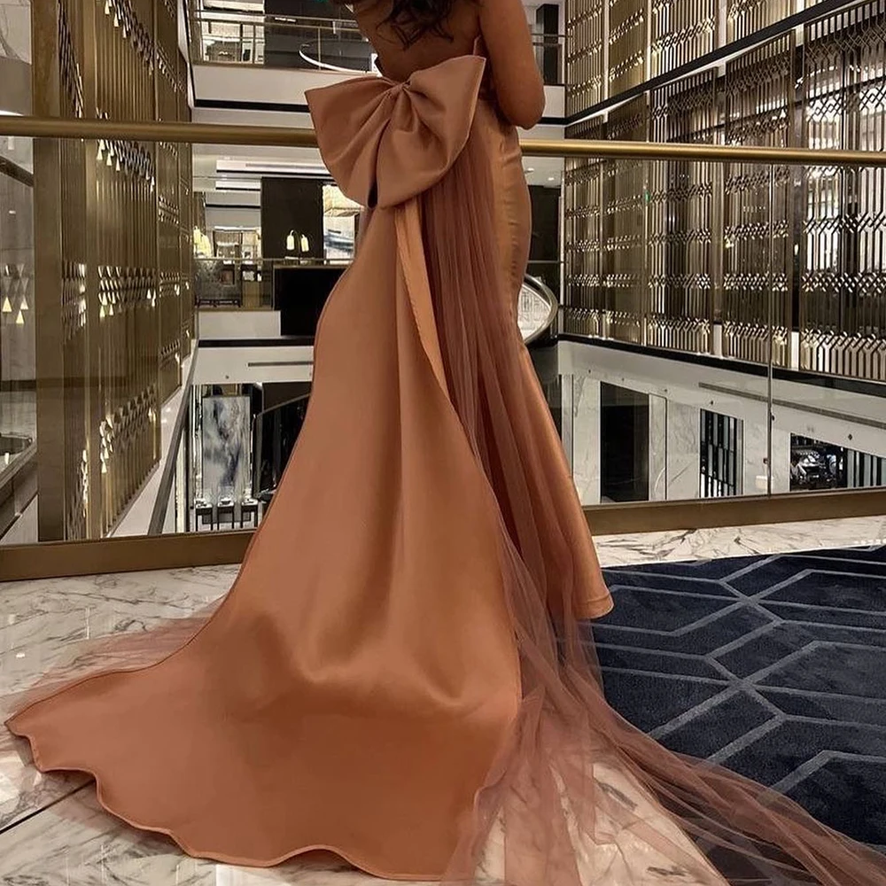 Delicate Mermaid Ankle Length Strapless Jersey Pleats Evening Dress Temperament Photo Color Custom Size فساتين سهره نسائيه فخمة