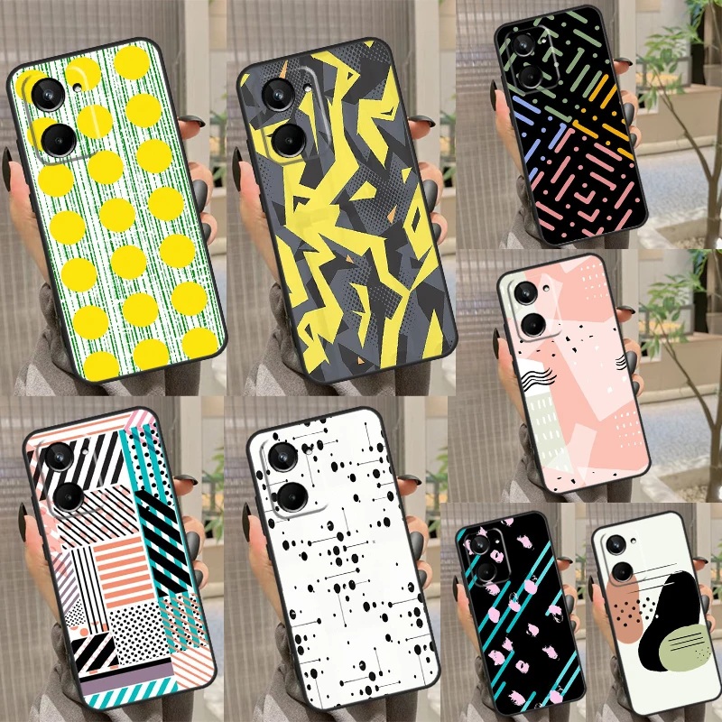 Polka Dots Lines Abstract Art Case For Realme GT Neo5 Neo 3 2 T 8 9 10 11 Pro Plus C15 C25s C21Y C30 C31 C33 C35 C53 C55