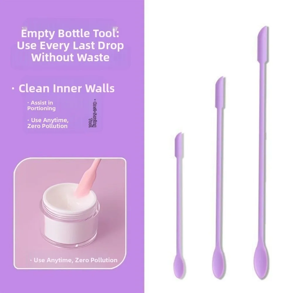 3pcs Portable Mini Silicone Scraper Soft Double-head Face Mask Brush Lengthened Cosmetic Digging Spoon Makeup Brushes Set