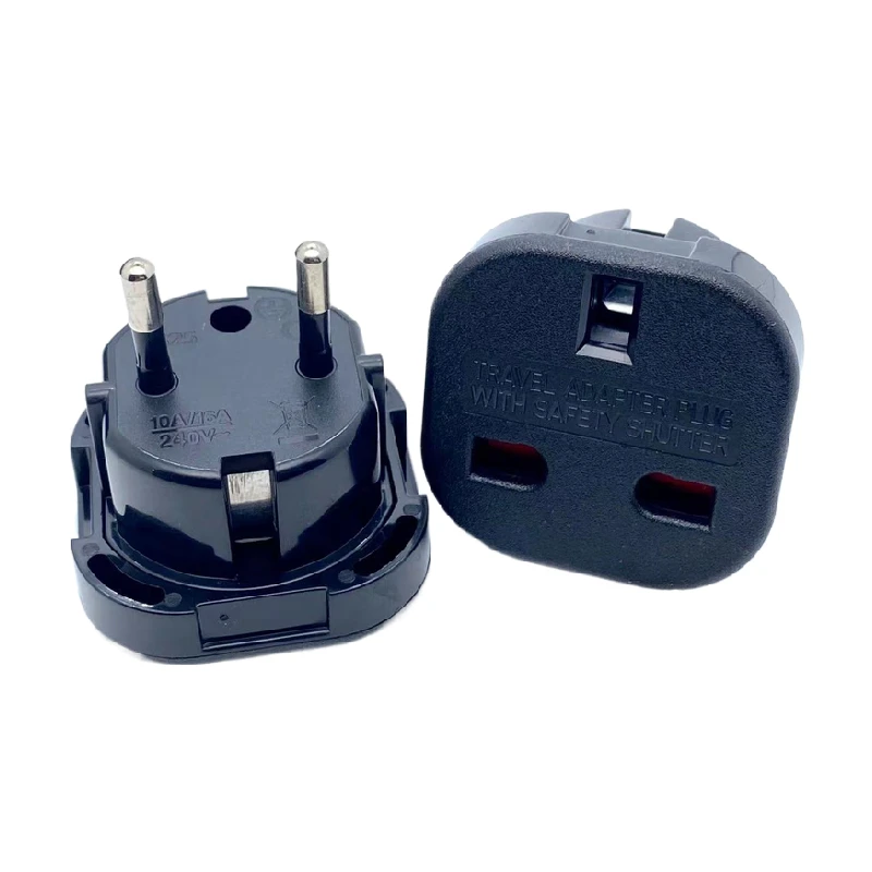 Universal Travel Adapter UK To EU Wall AC Power Charger Adapter Outlet Converter Power Socket Plug Black Adaptor Connector