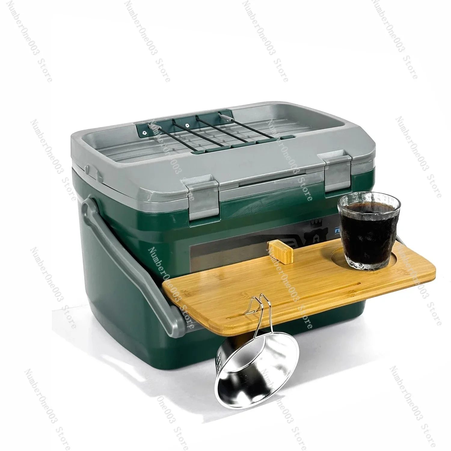 Outdoor Car Cooler Box Folding Wooden Tray Table Camping Ice Chest Accessory Compatible with Stanley