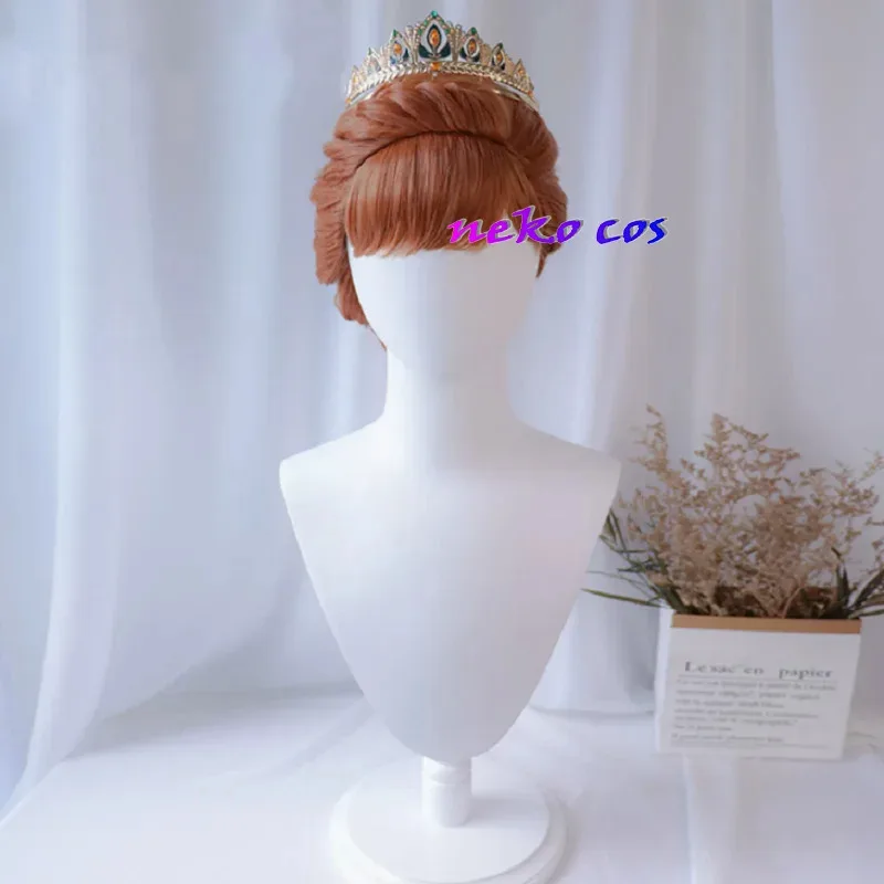 

Top Qualtiy Braids Short Natural Brown Mix Blonde Anna Updo Synthetic Hair Cosplay Wig + Wig Cap