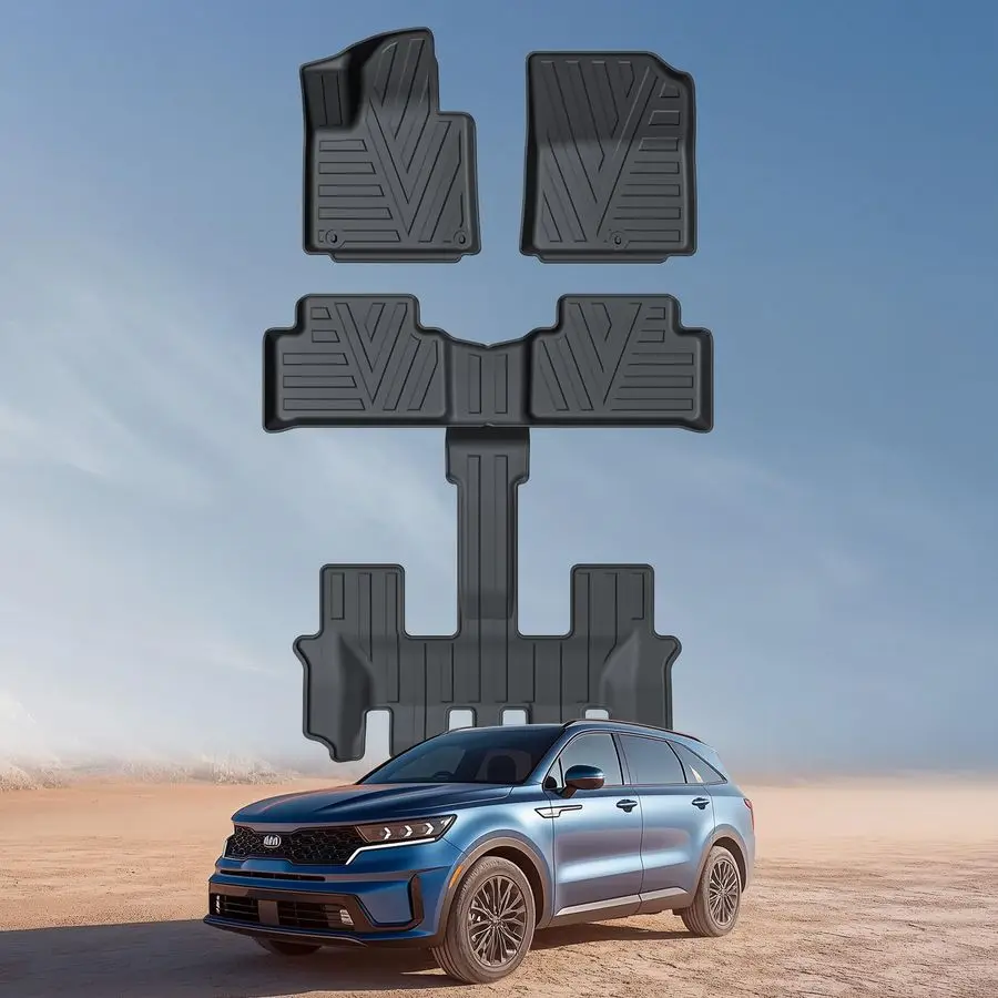 

Волоконные коврики для Kia Sorento 6 7 мест 20212025Не подходят для гибридного усилителя PHEV, аксессуары, коврики TPE для защиты от любых погоды