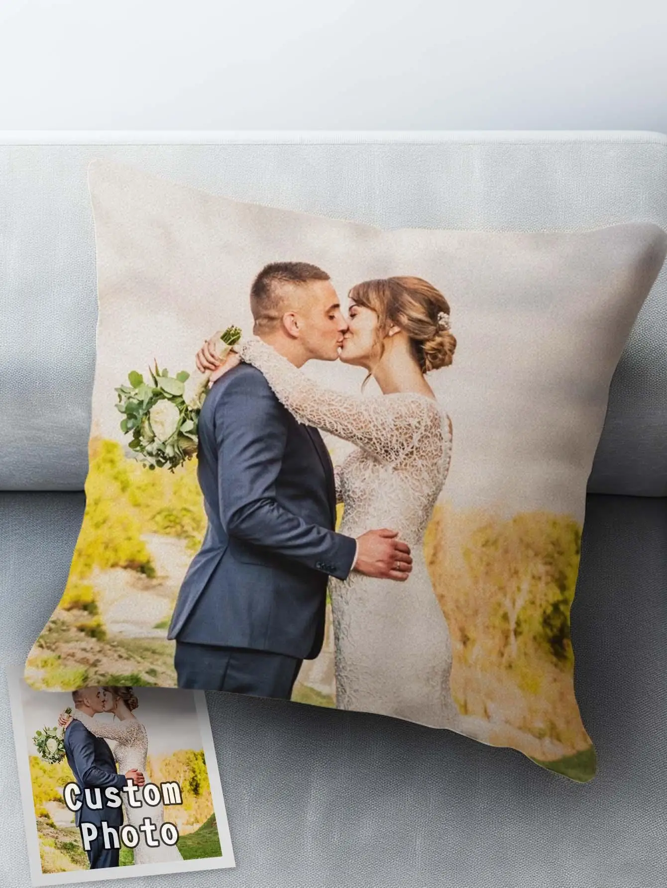 Custom Photo Pillow Cover Personalized Image Print Crystal Velvet 4 Sizes 40 45 50cm Gift For Mom Dad Couple Home Decor