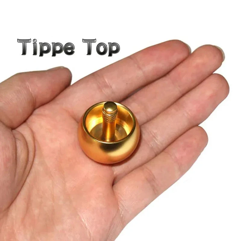 Creative Metal Flip Over Top Stainless Steel Spinning Top Toys Small Mushroom Gyro Decompression Inverted Flip Rotating Sphere