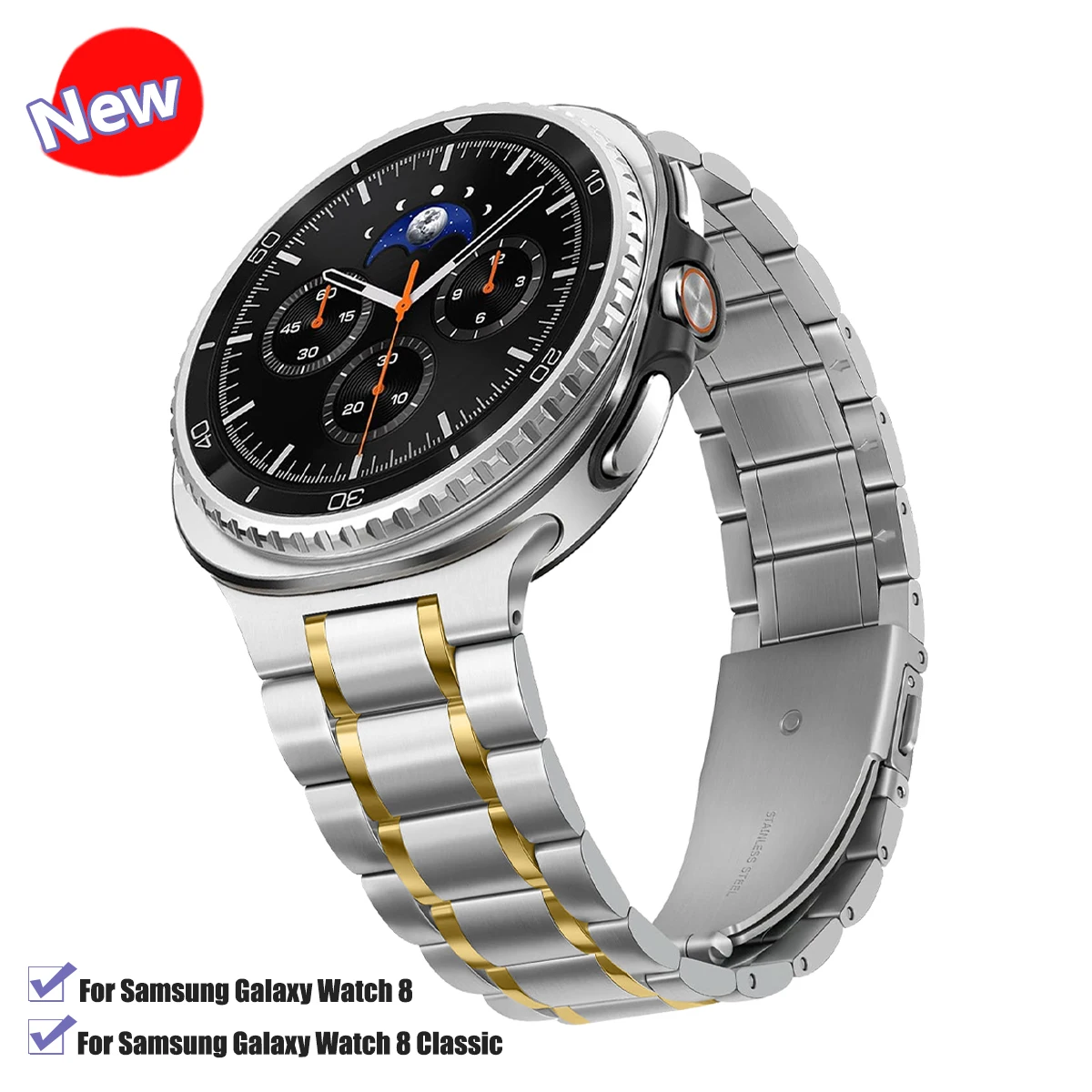 

Роскошный металлический браслет для Samsung Galaxy Watch 8, 40 мм, 44 мм и 8 Classic, 46 мм, без зазоров, сменный ремешок из нержавеющей стали