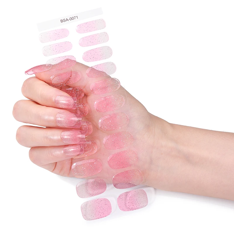 22 Tipsy Błyszczące Naklejki na Paznokcie Żelowe Bez UV Gradient Marmur Pełne Pokrycie Długotrwałe Paski Żelowe do Paznokci DIY Dekoracja Manicure