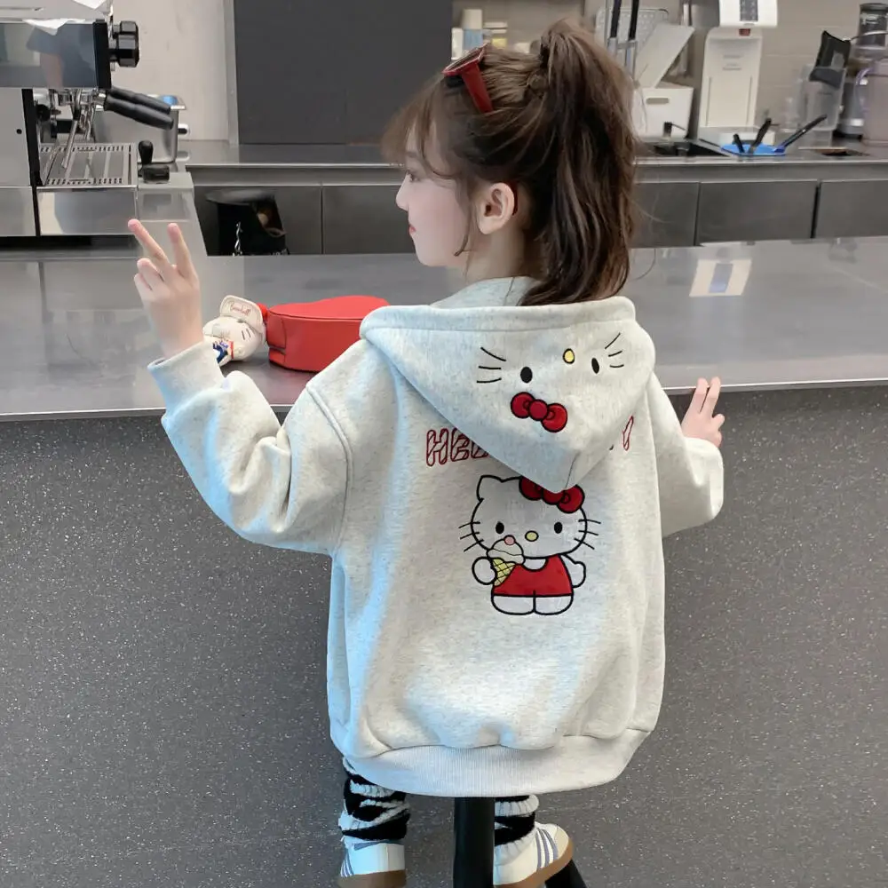 

Sanrio Hello Kitty 2025 Kids Clothes Anime Children's Clothing Girls Sweatshirt Autumn Clothes Baby Girls Jacket Hoodies