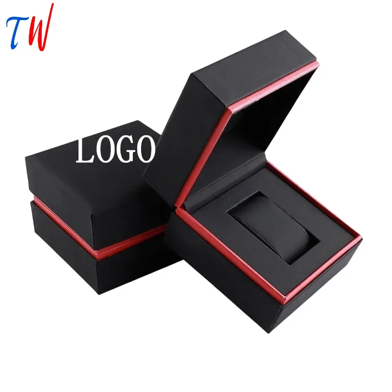 High End Black Red Mixed Color Smooth PU Leather Watch Storage Packaging Case Box Jewelry Storage Gift Box Free Custom Logo