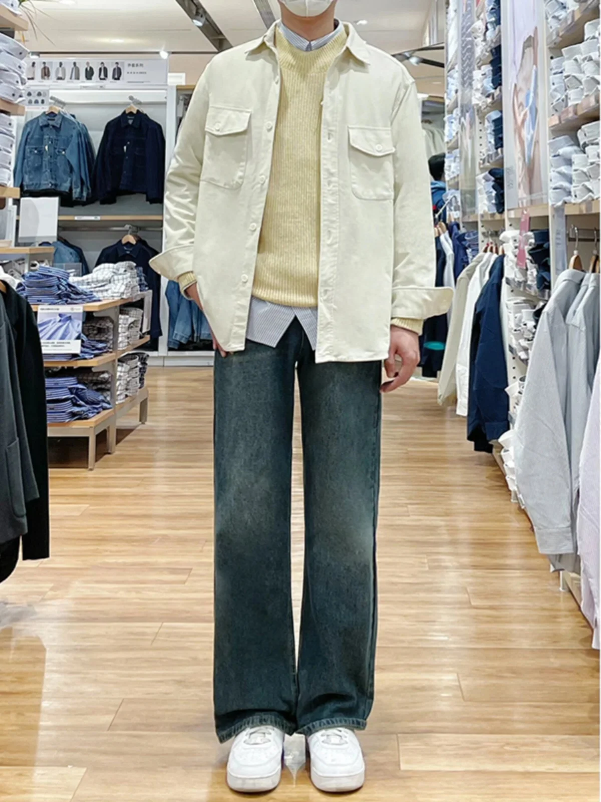 

Slim Fit mid Blue Denim Jeans for Teenage Boys American Sle Casual Straight Leg Long Pants Youth Faion Spring Autumn