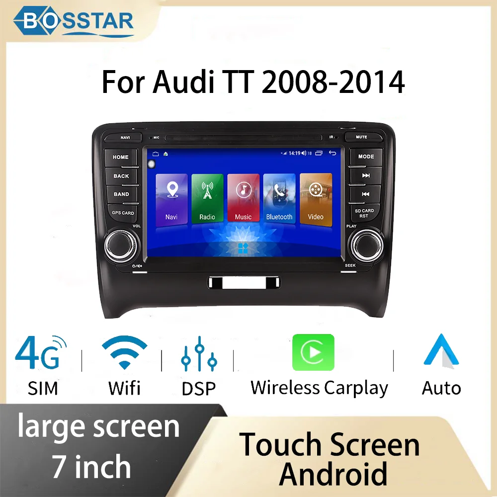 

8 Core 7inch Car Radio Wireless Carplay Android Auto Multimedia Video Player BT FM For Audi TT 2008-2014 GPS Navigation Audio