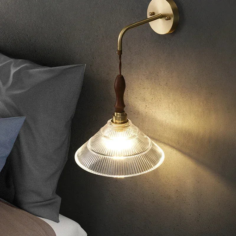 Modern LED Glass Wall Lamp Vintage Wall Sconce Lighting Nordic Wall Lights with Clear Lampshade for a Retro Bedroom Ambiance