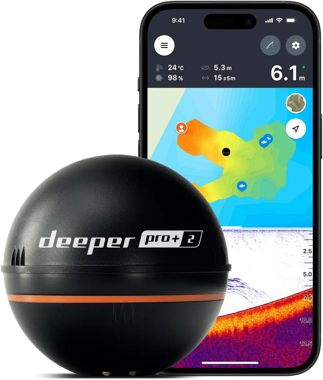 

Portable Sonar Fish Finder with GPS, Castable for Kayaks, Boats & Ice Fishing, Free App Included