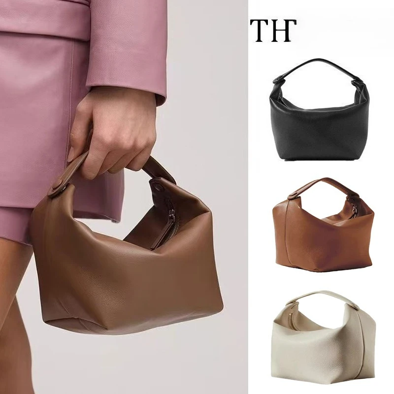 

Luxury lunch box bag, genuine leather women's bag, niche design, simple commuting handbag, convenient and fashionable handbag