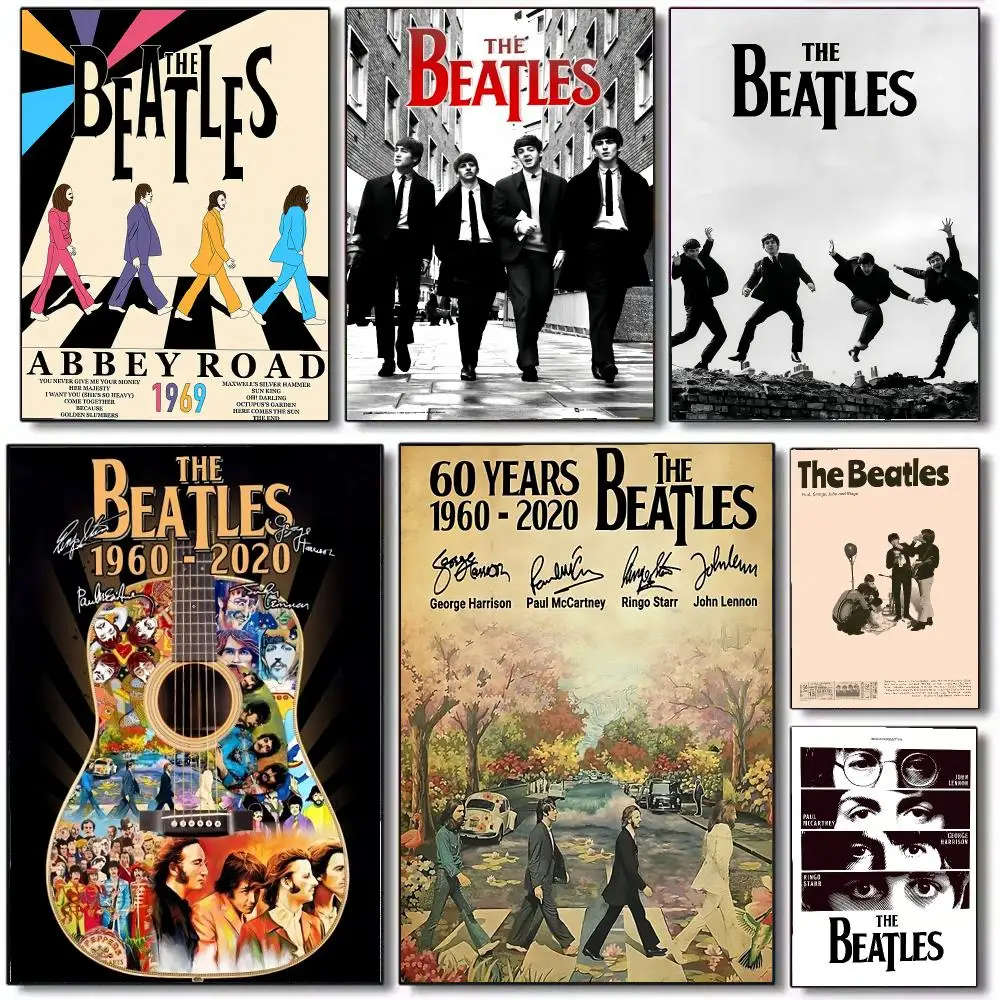 Band T-The Beatles Poster Wall Art Printed Decor Sticker Stylish Home Gift for Living Room Bedroom Corridor Cafe