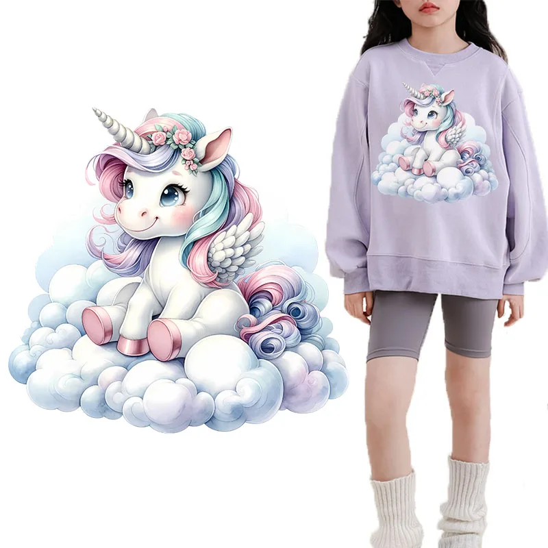 Cartoon Cute Unicorn Heat-sensitive Patches Application Stripes on Kids Clothes ironing Printing for Tops DIY Decals