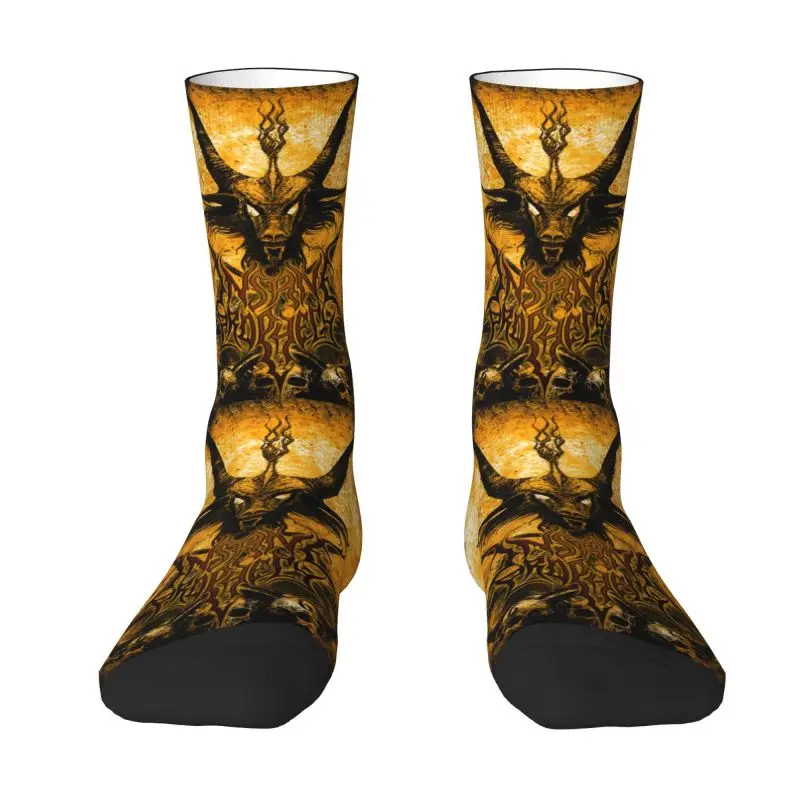 Cute Printing Devil Goat Baphomet Socks for Men Women Stretchy Summer Autumn Winter Hail Satan Occult Magic Crew Socks