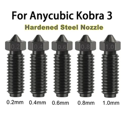 1~5PC High Speed Hardened Steel Nozzle For Anycubic Kobra 3 0.2 0.4 0.6 0.8 1.0mm Mix Size Hard Steel Nozzles For Kobra3 Combo
