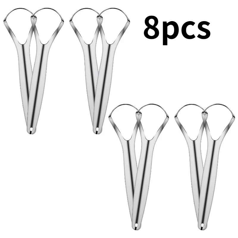8Pcs Stainless Steel Tongue Scraper Set,Ergonomic Tongue Cle