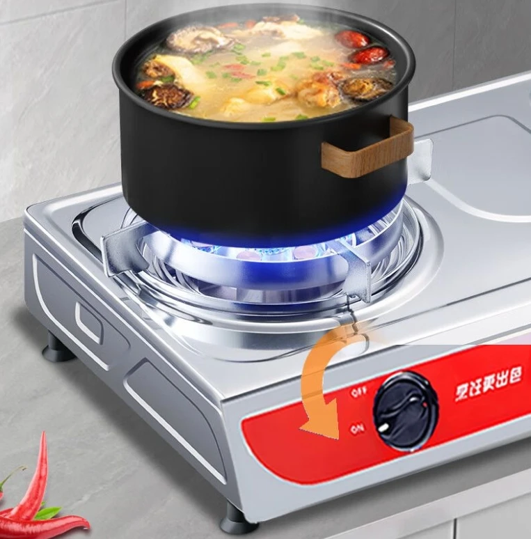 موقد غاز مزدوج الموقد على الطاولة، مطبخ منزلي، موفر للطاقة، حريق عالي الطاقة لـ LPG NG