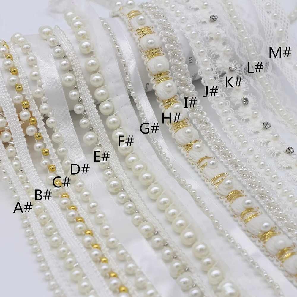 Handmade Beaded Lace Trim Single-Sided Pearl Trim Ribbon For Clothing Collar And Cuffs Diy Craft Supplies Sewing Supplies