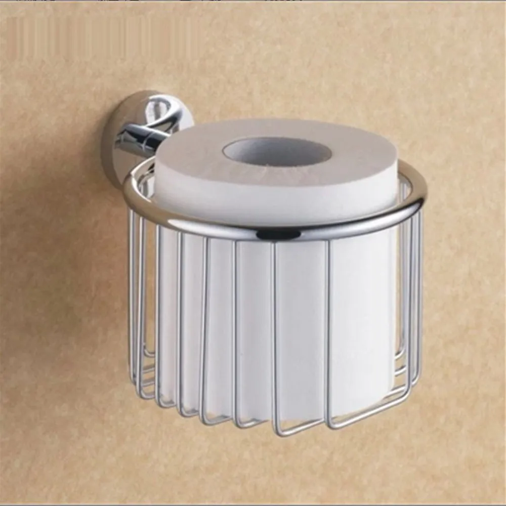 Polished Chrome Brass Wall Mounted Bathroom Hardware Accessories Toilet Paper Holder Roll Basket Dba519