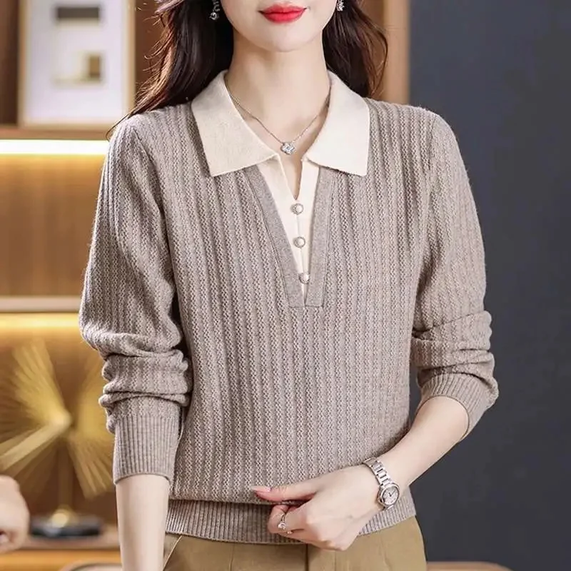 韓国女性長袖セーターコート春秋レディースファッションニットジャケット女性レジャー偽ツーピースニットアウター