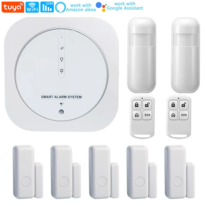 433Mhz Wireless Home Alarm System 2.4GHz WiFi Smart Tuya App Control Low Battery Reminder Wireless Home Security Alarm System