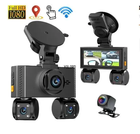 New 3.16'' Touch Screen 4CH 1080P Car DVR 360 Surround WIFI GPS WDR Dash Cam 24H Packing Monitor Night Vision