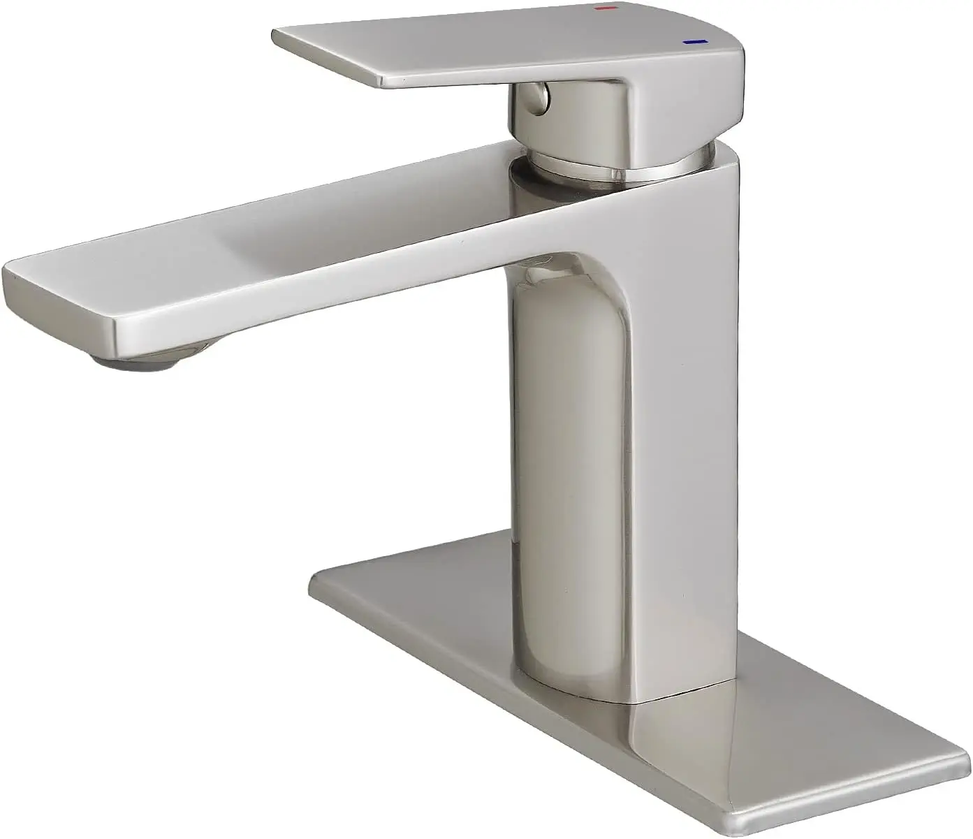 

Brushed Nickel Single Handle Bathroom Faucet with Deck Plate, 1 or 3 Hole Installation, 1.2 GPM Flow