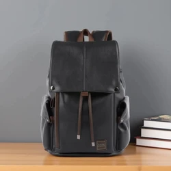 MOYYI Large Waterproof Flip Cover Travel Leather Backpack Men Women Teenagers College Student School Bag Casual Laptop Daypacks