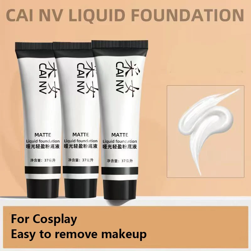 CAINV 37ml White Base Primer Beauty Flawless Liquid Foundation Matte Concealer Long-Lasting Facial Makeup Breathable Cosmetic