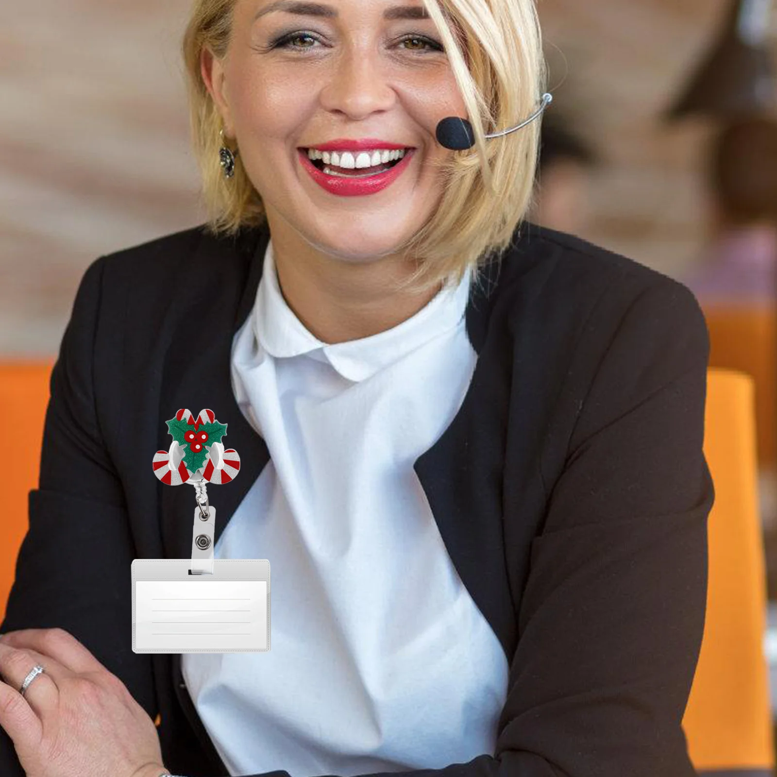 

Retractable Christmas Badge Reel Nurse Id Card Rotating Clip Candy Holder Flat Surface Protection for Student Event Staff