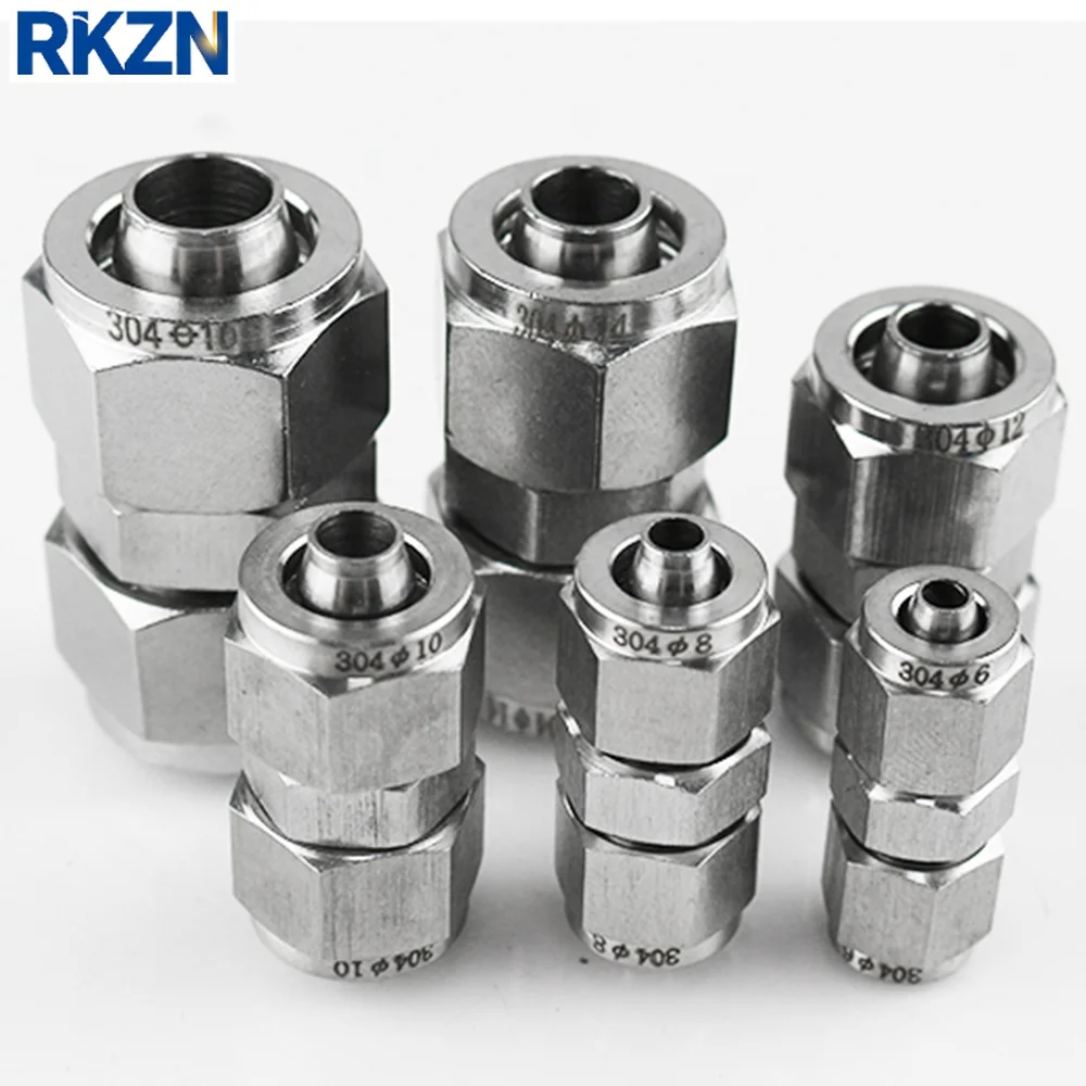 304 Stainless Steel Pneumatic Quick-Lock Fitting, BSPP Male for 4/6/8/10/12/14/16mm PU Air Tube