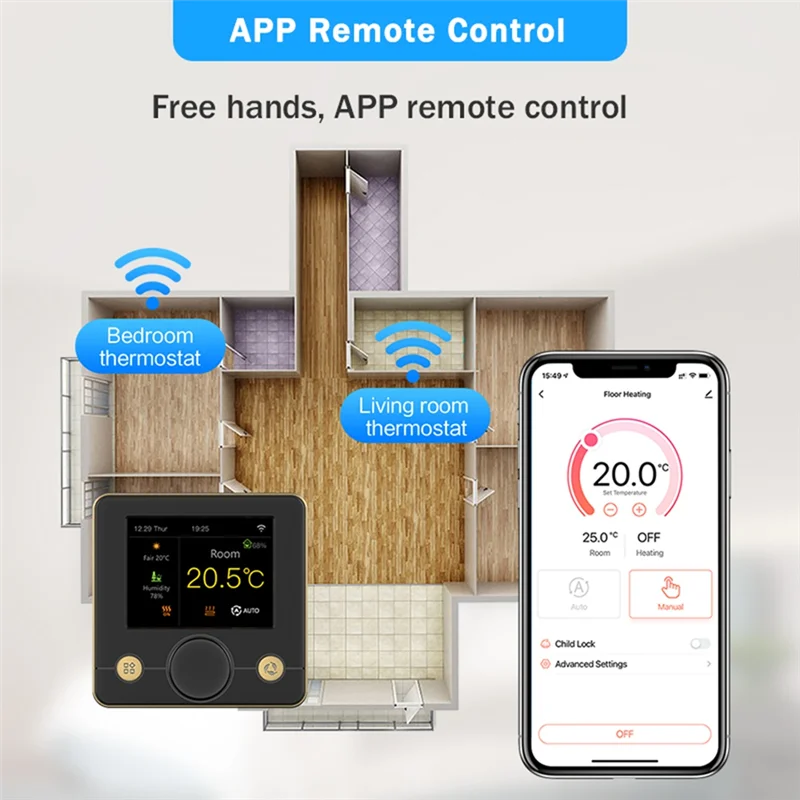 

B04B-термостат газового котла с цветным экраном, умный термостат для Tuya Smart Alexa и Google Home