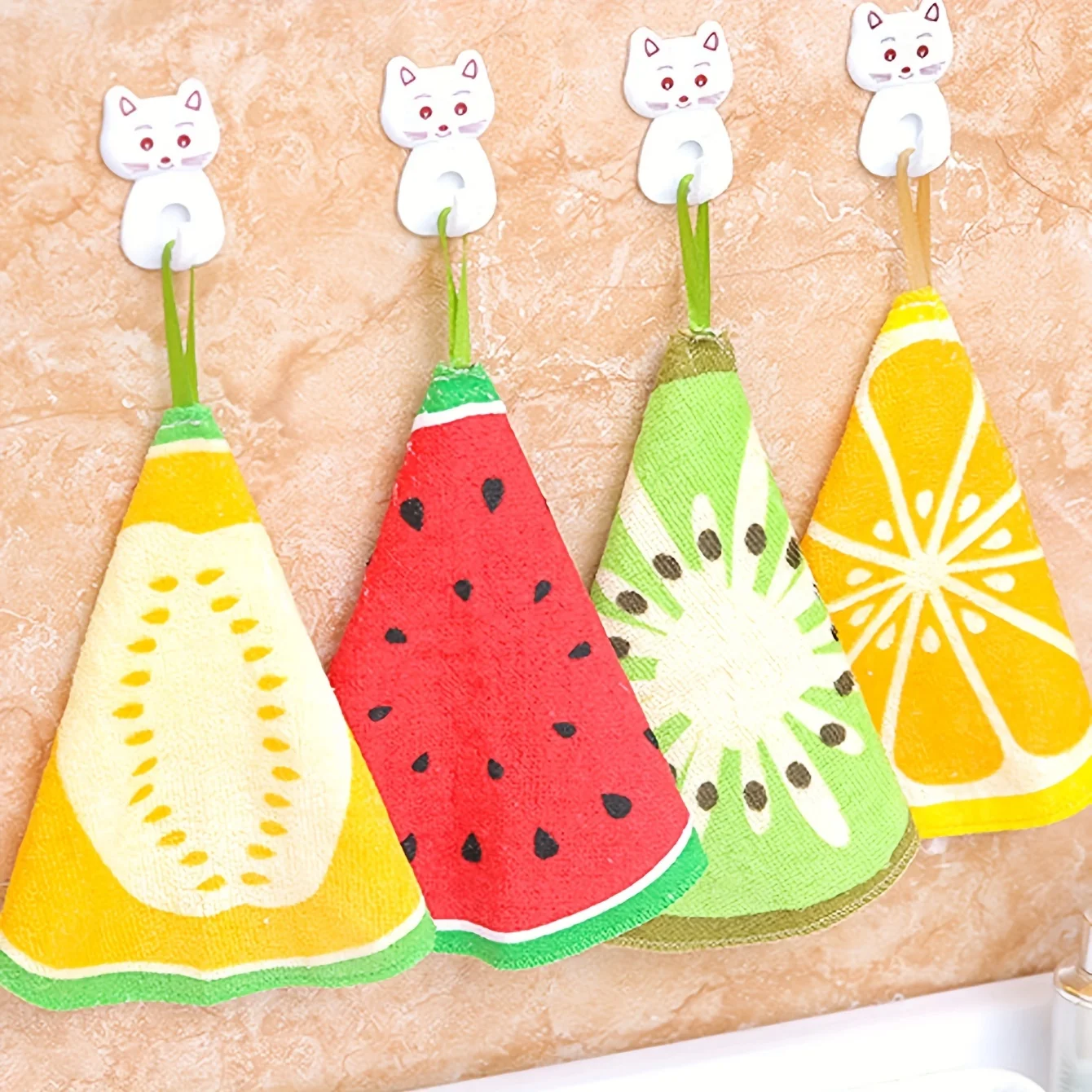 8pcs-Fruit Design Dishwashing , Multifunctional Cleaning Towel, Rag, Kitchen Bathroom Cleaning Towel, Durable Absorbent Towel, W