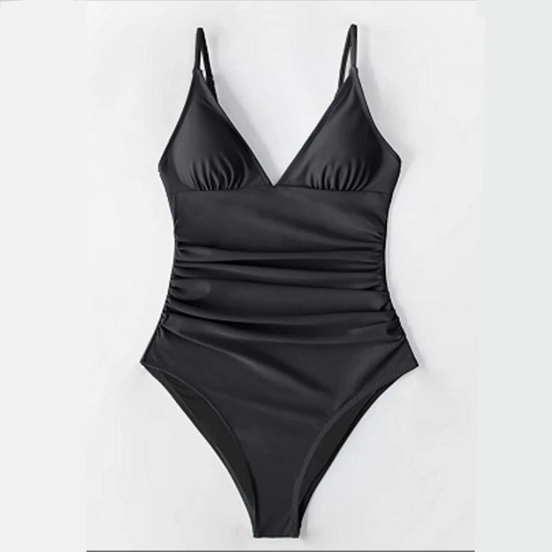 Conjunto de bikini tankini para mujer, traje de baño monocromático, traje de baño push-up, ropa de playa de verano, traje de baño, 2024