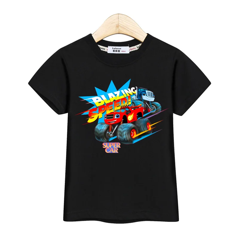 3-13T Baby Boys Monster Truck T-shirt Children Short Sleeved Cotton Clothing Summer Cartoon Shirt